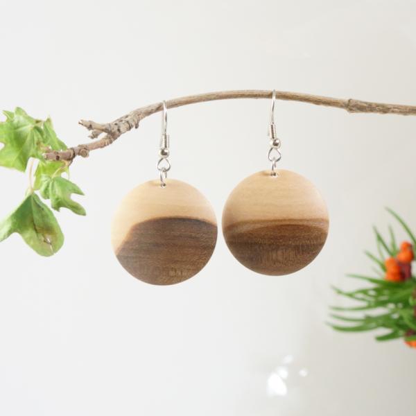 Ohrringe Linse aus Elsbeerholz